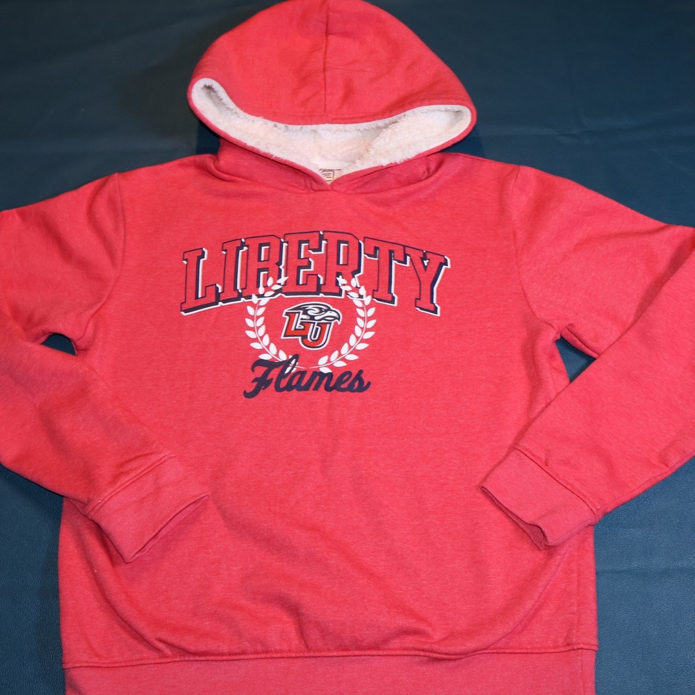 Proedge Liberty University Flames Heather Red Sherpa Lined Hoodie Womens Medium - Picture 2 of 9